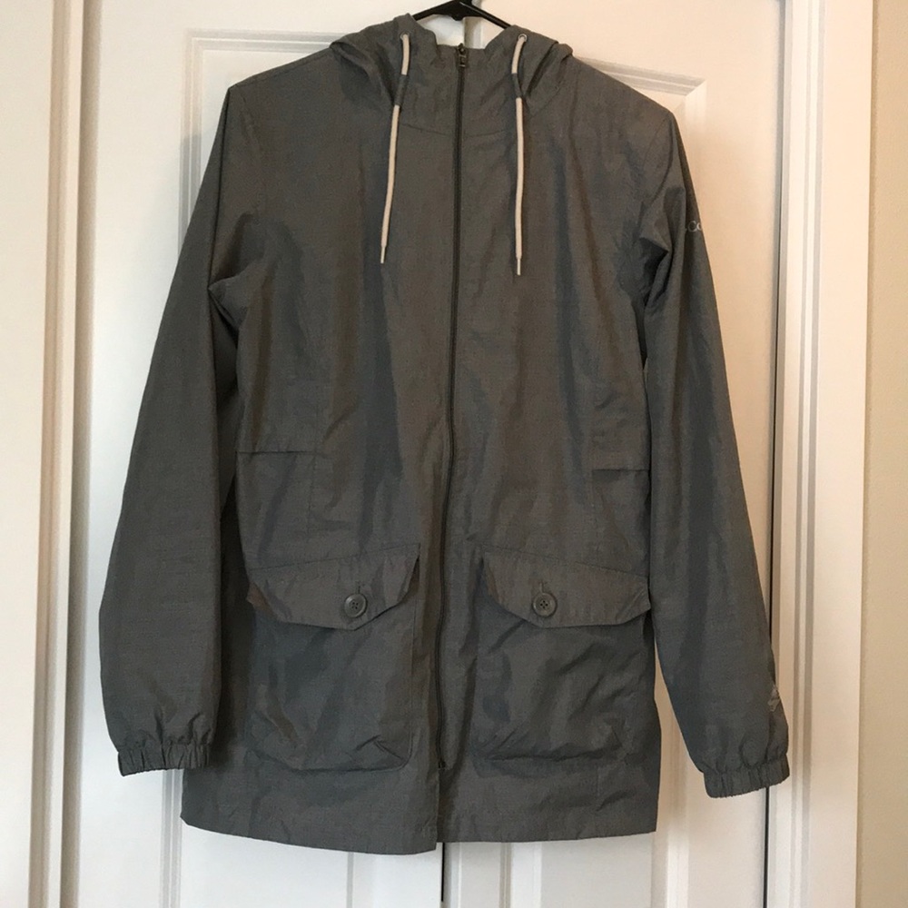 Gray Columbia Rain Jacket with Teal Mesh Inside